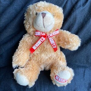 Galerie Hershey Teddy Bear Sitting Stuffed Animal Plush Brown Red Bow 6.5